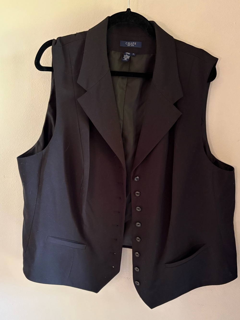 Chaps Black Women's Tailored Button Vest